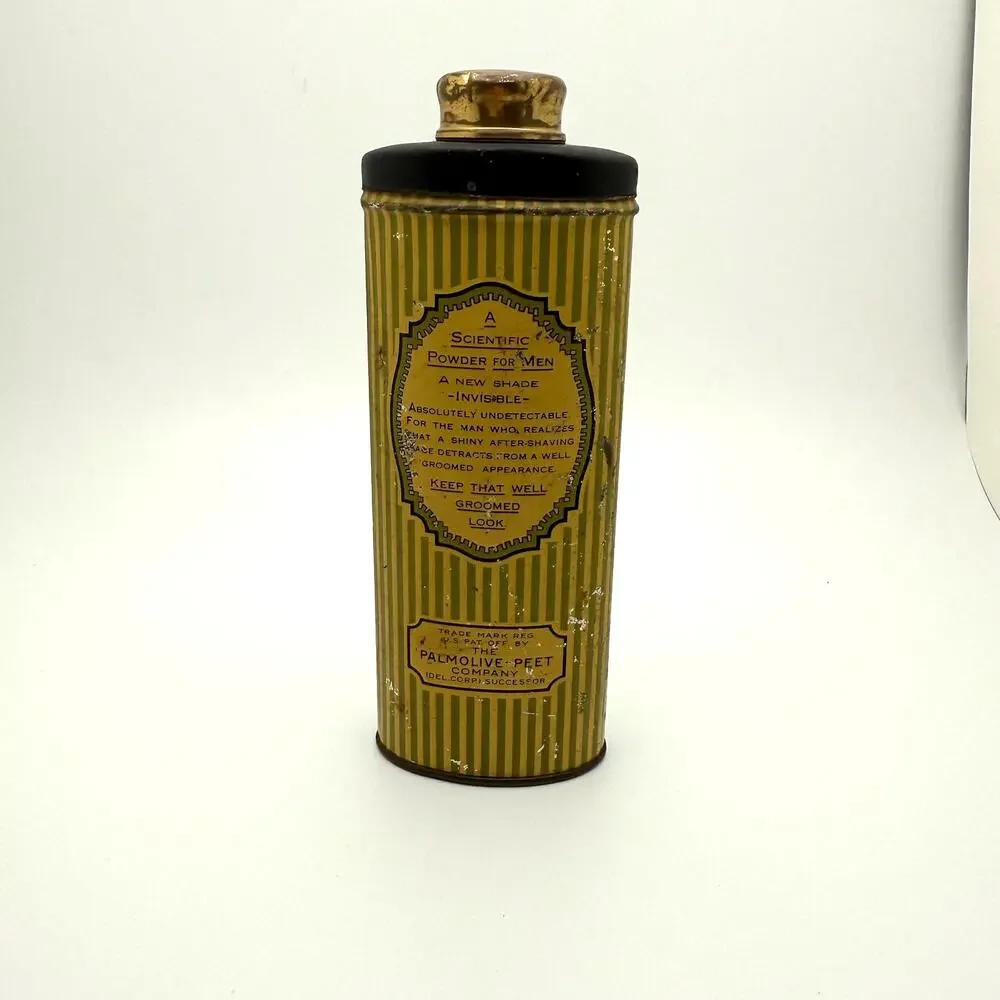 Vintage Palmolive After Shave Talc Powder Tin Can with Product.